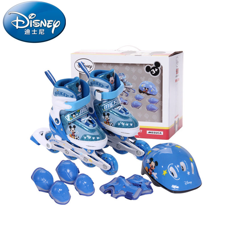 Disney/迪士尼 米奇儿童轮滑鞋套装单闪全闪旱冰鞋溜冰鞋