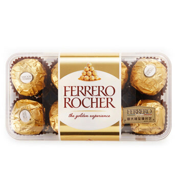 费列罗（Ferrero Rocher）榛果威化糖果巧克力 婚庆送礼喜糖表白 16粒200g