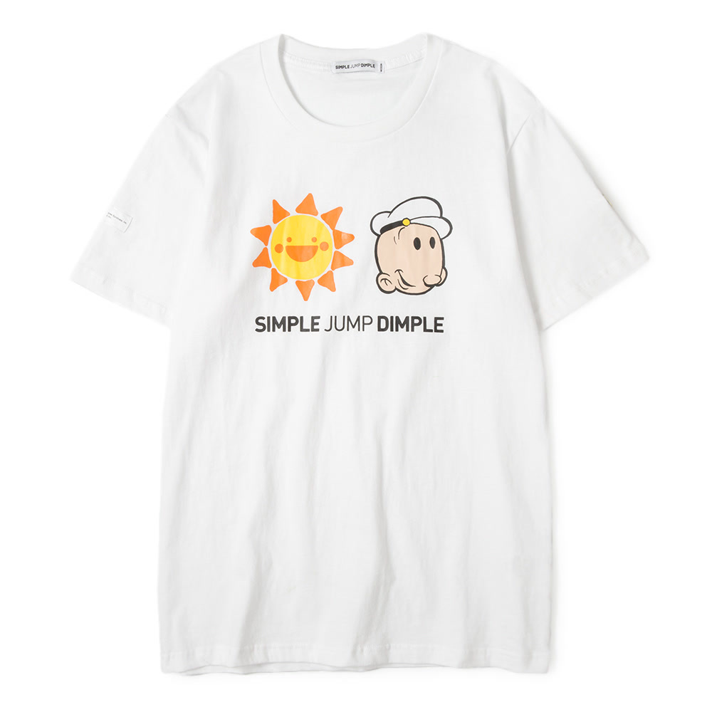 孙坚自主品牌 SIMPLE JUMP DIMPLE POPEYE联名小太阳＆波派白T恤
