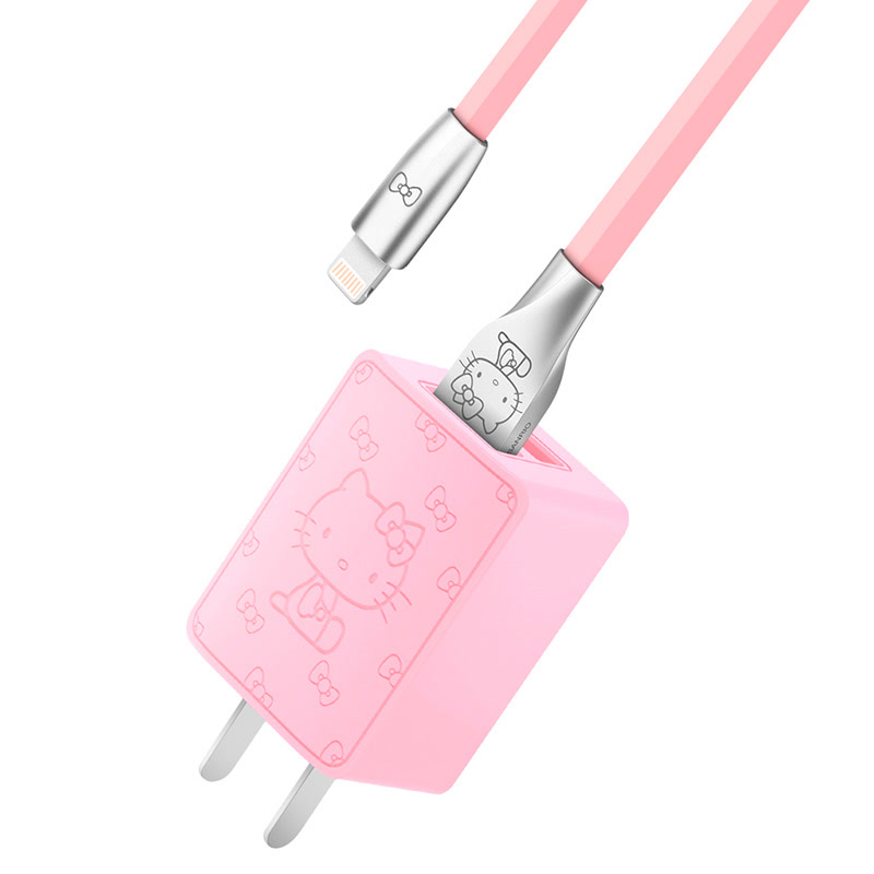 Hello Kitty充电器套装双口USB充电器/头+苹果7/8/X卡通数据线