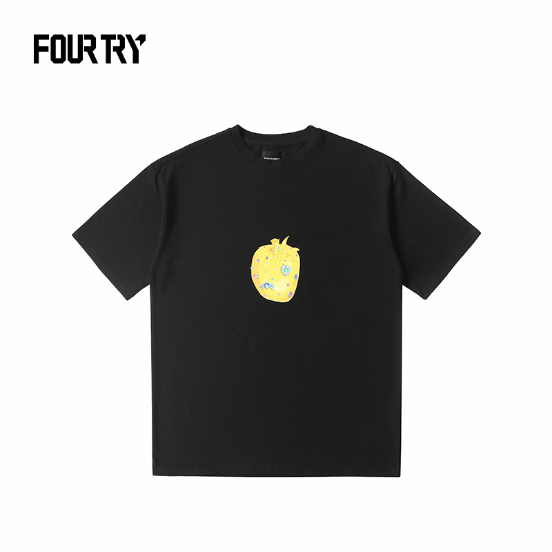 FOURTRY x 8 on 8 设计师联名金色草莓短袖黑色T