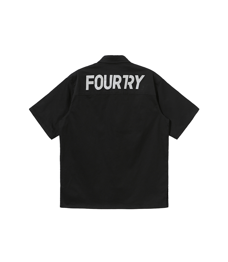 内购-FOURTRY黑色大反光LOGO工装短袖衬衫21SS02BK42X