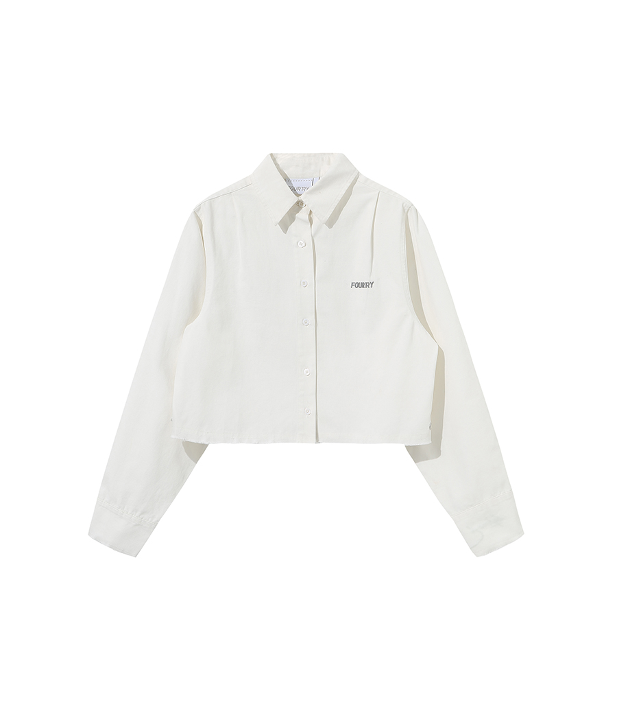 内购-FOURTRY白色短款廓形长袖衬衫 21SS02WH47X