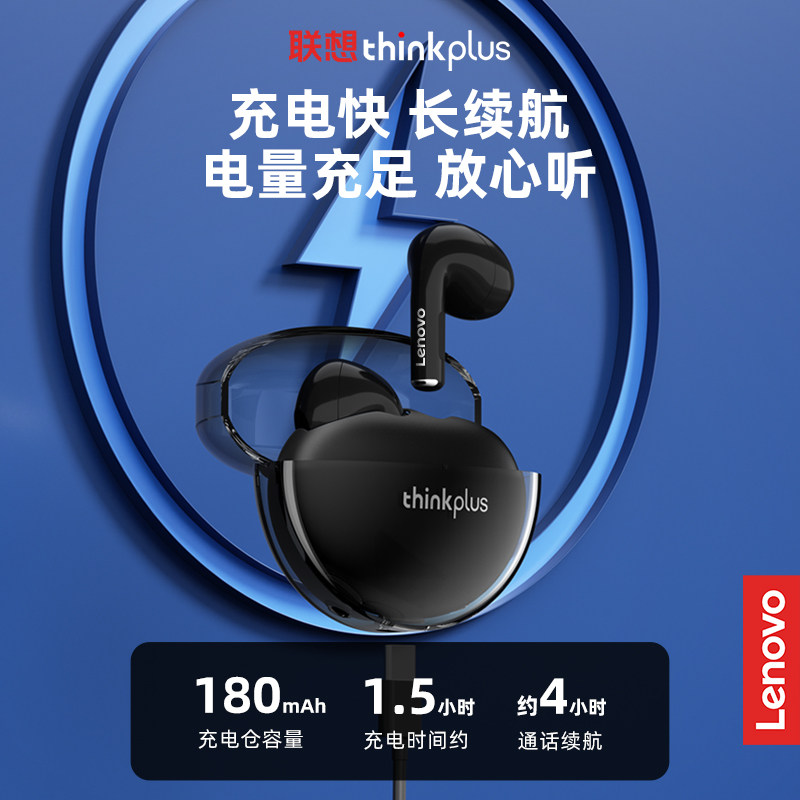 联想Thinkplus TWS蓝牙耳机 LP80 PRO 白色/黑色